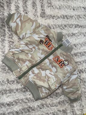 3-6m Vintage Nannas Pet Vintage Camo Baby Bomber Jacket with Patch Details